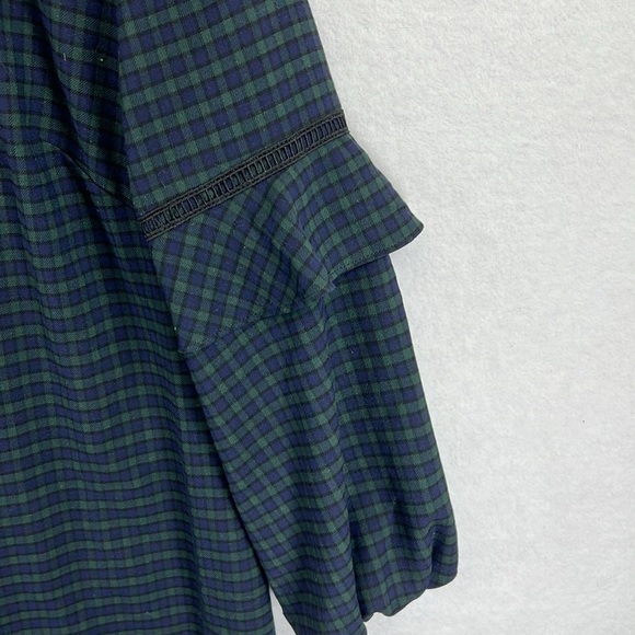 Loft Dress Women’s Size 6 Blue/Green Plaid Fun Sleeve Detail Poly/Rayon/Spandex - Picture 5 of 12